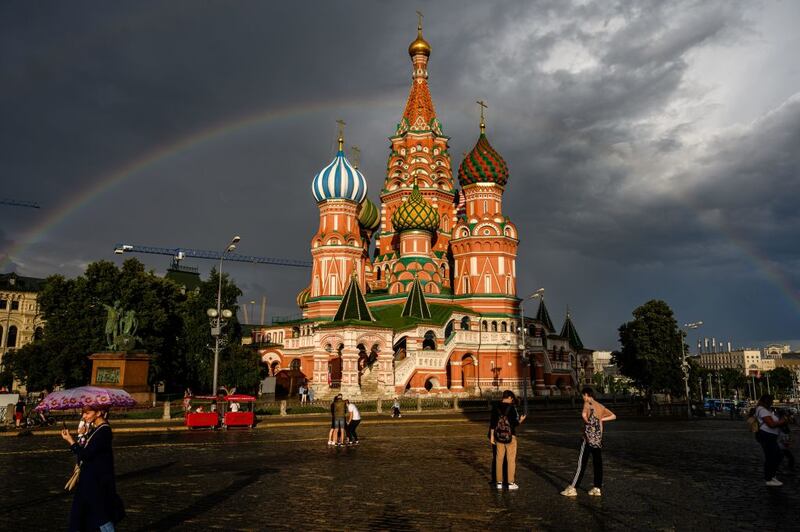 St Basil's Cathedral at the Red Square in Moscow: Bowie landed in Moscow in 1973 – the year of the song’s release as a 7in – to find his music banned. Photograph: Dimitar Dilkoff
