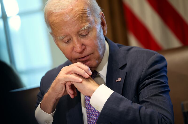 President Joe Biden at a cabinet meeting in the White House on Monday. Photograph: Kevin Dietsch/Getty Images