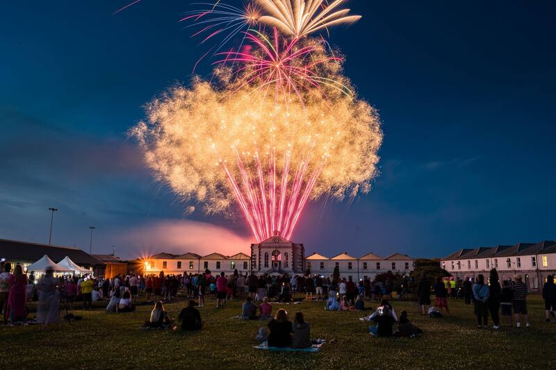 Fireworks light up Fort Mitchel on Spike Island and across Cork Harbour to celebrate Independence Day. Photograph: Joleen Cronin