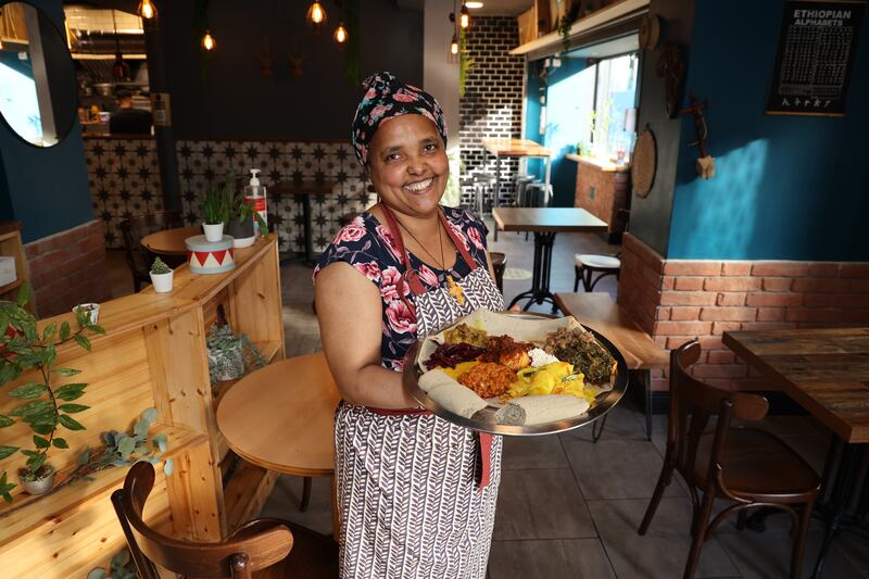  Yagerenesh Tadesse, known universally as Mamay, is the head chef at Gursha on Poolbeg Street, Dublin 2. Owned by Mel Roddy, an Ethiopian who grew up in Ireland, Gursha is the only Ethiopian restaurant in Ireland.  Photograph: Nick Bradshaw 