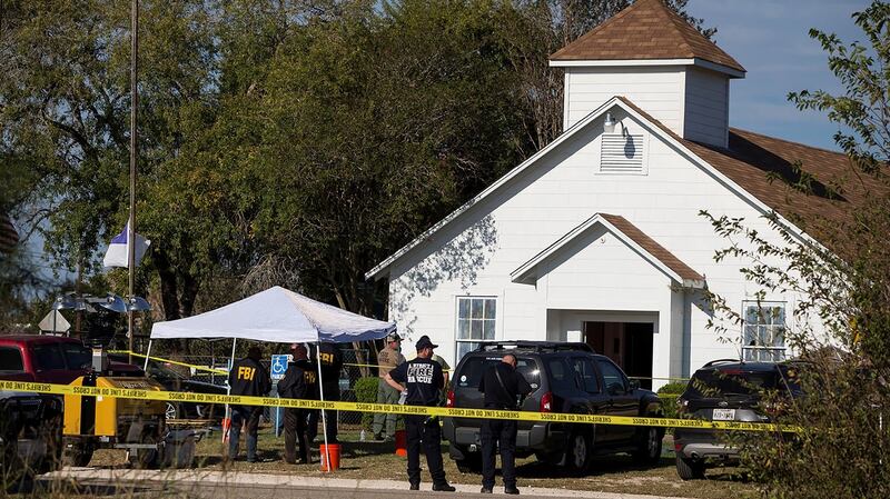 Law enforcement officials investigate a mass shooting at the First Baptist Church in Sutherland Springs, Texas, U.S. November 5, 2017. Photograph: Nick Wagner/Reuters