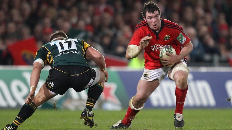 Peter O’Mahony in action for Munster against Northampton in November 2011. Photograph: Billy Stickland/Inpho