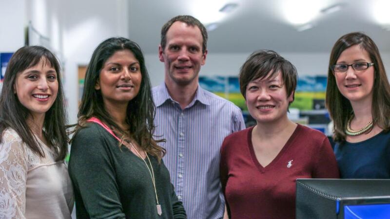Lloyd’s Online Doctors (from left) Dr Caroline Pilot, Dr Samantha Wellappili, Dr Tom Brett, Dr Jean Wong, with Rebecca Matthews, practice manager