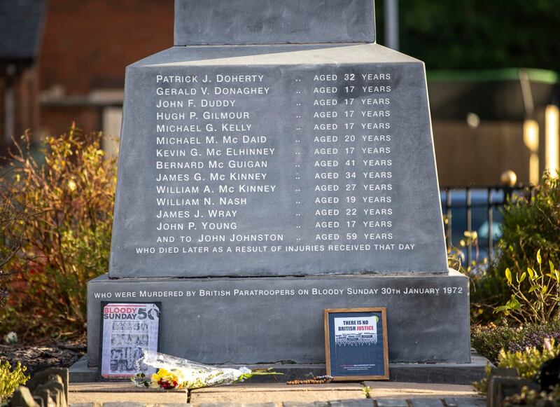 The Bloody Sunday Memorial in Derry, for those killed on January 30th, 1972. Photograph: Liam McBurney/PA Wire