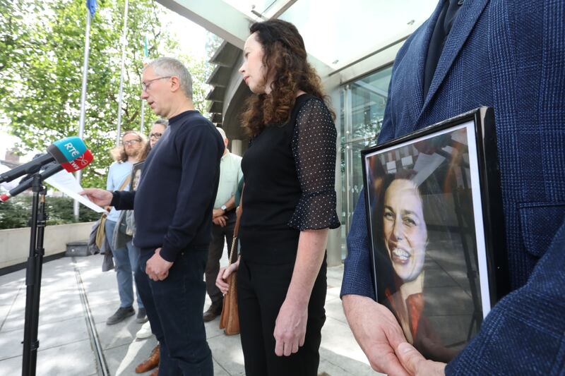 David French speaking outside court following the sentencing of James Kilroy. Photograph: Collins Courts