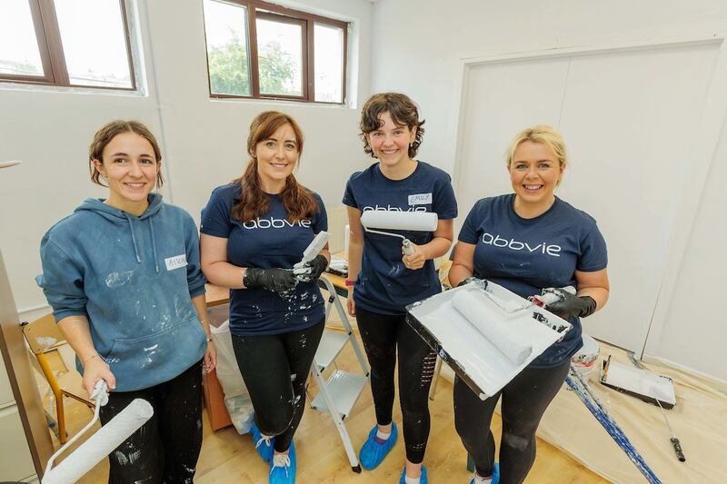 AbbVie’s Sligo-based volunteers during the company’s revitalisation of MCR Community Centre in Knocknaganny, Co Sligo. Photograph: James Connolly