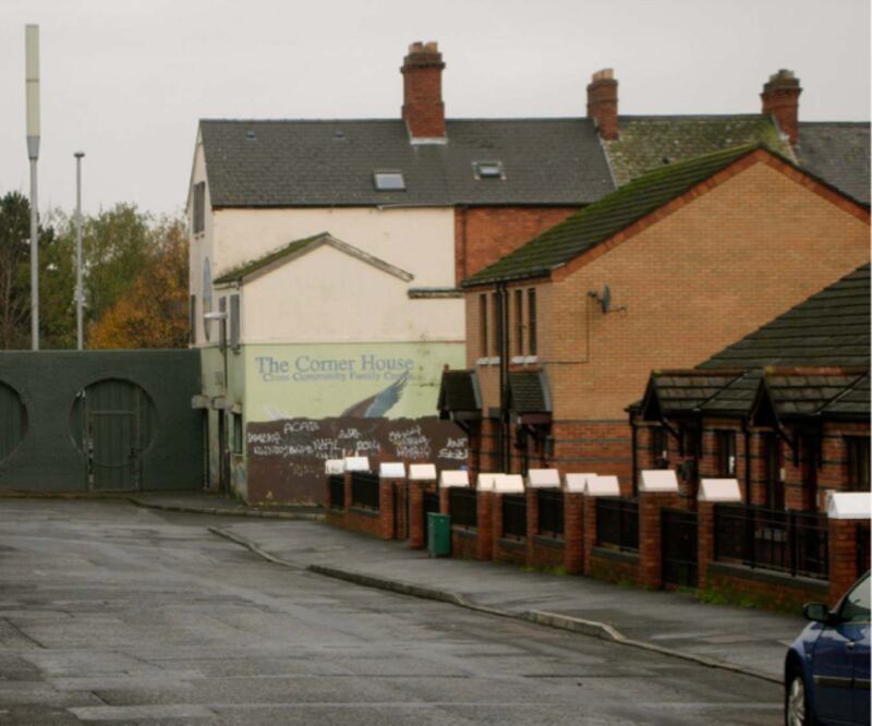 ‘The Corner House in New Lodge was once a thriving cross-community family centre that was used by people from both areas. It provided much-needed childcare and youth services. It gradually lost its funding and closed about seven years ago.’ As of September 2020, The Corner House remains unused and derelict.