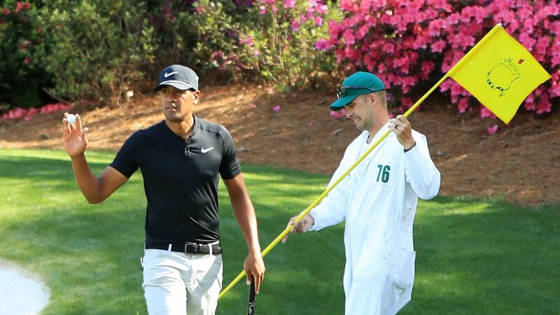 Finau waves after making a birdie on the 13th. Photo: Andrew Redington/Getty Images