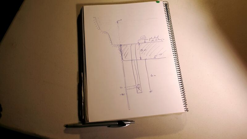 A drawing in a notebook by Angel Garcia, delegate of Málaga’s civil engineers. Photograph: Reuters/Jon Nazca
