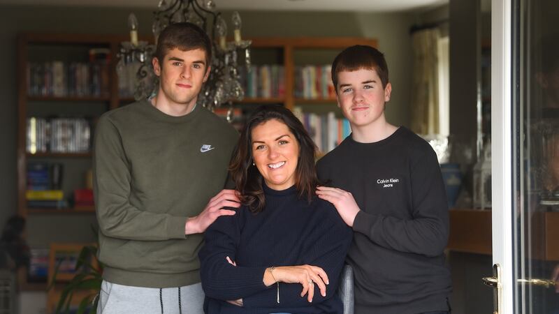 Olive Foley with her sons Tony (15) and Dan (12) at their home in Killaloe, Co Clare. Photograph: Diarmuid Greene