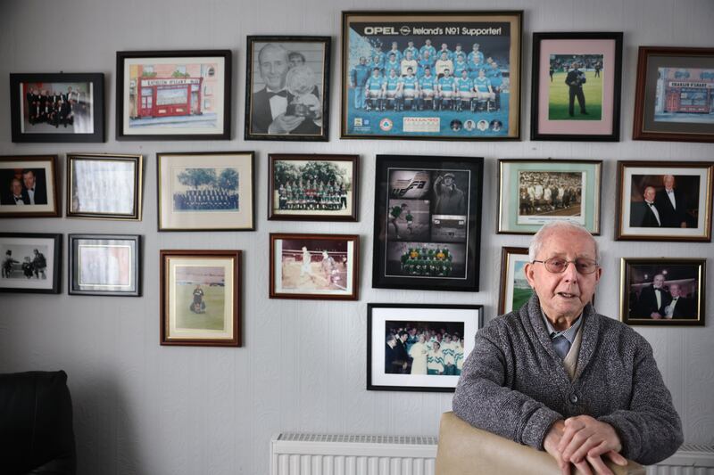 Charlie O’Leary, former kitman for the Republic of Ireland soccer team under Jack Charlton, will celebrate his 100th birthday soon. Photograph: Dara Mac Dónaill