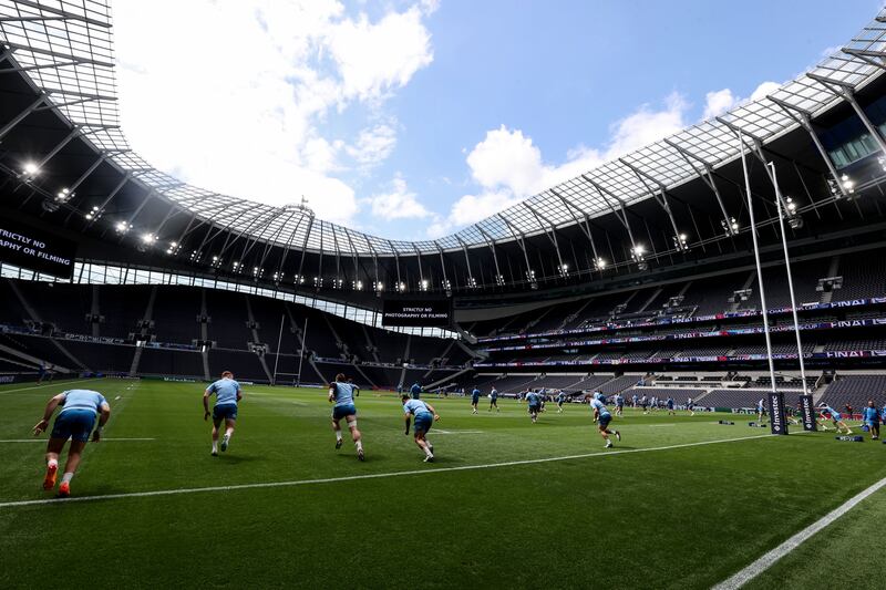 Leinster's captain's run at Tottenham Hotspur Stadium. Photograph: Dan Sheridan/Inpho