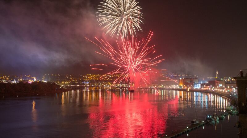 In Derry, the Troubles meant that private fireworks were illegal; public displays were rare, and always surrounded by heavy security.  Photograph:  Martin McKeown