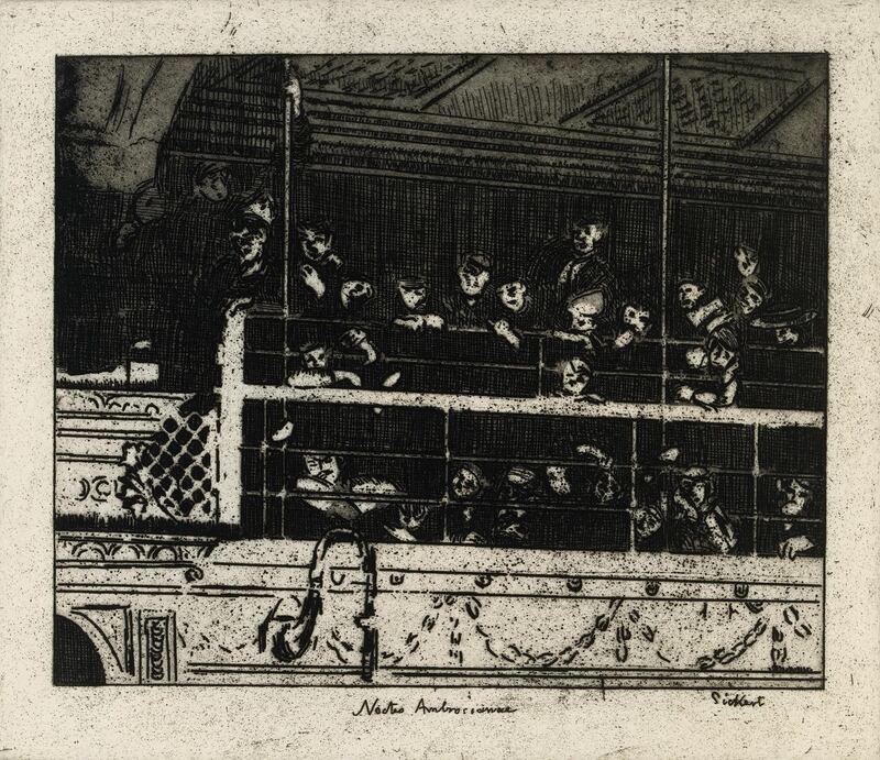 Walter Sickert, Noctes Ambroisanae, c. 1908, etching and aquatint. Courtesy National Gallery of Ireland
