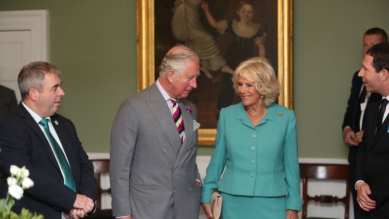 The Prince of Wales and the Duchess of Cornwall shown around Derrynane House. Photograph: Niall Carson/PA Wire