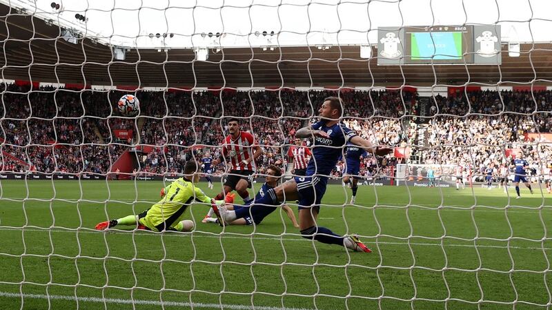 Broja scores the winner for Southampton. Photo: Eddie Keogh/Getty Images