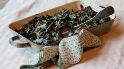 Celeriac and kale gratin