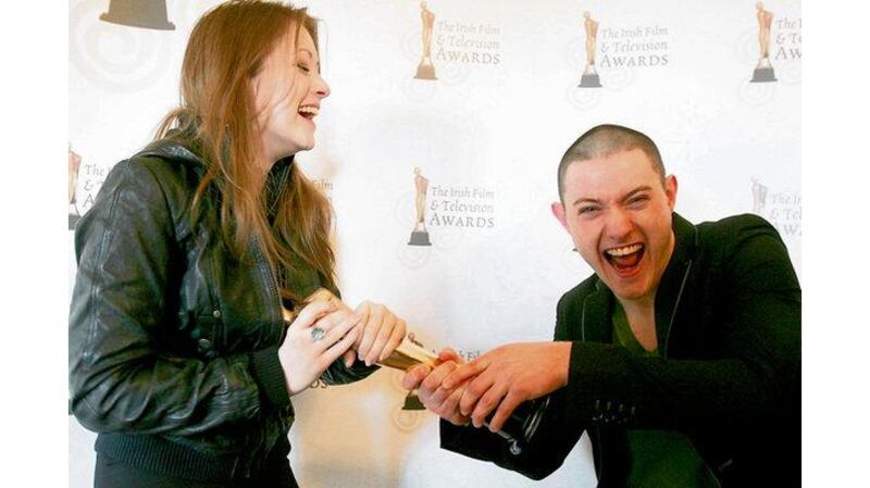 Nominated actress Sarah Bolger and nominated actor Diarmuid Noyes at the launch of the seventh Ifta awards yesterday. Photograph: Alan Betson
