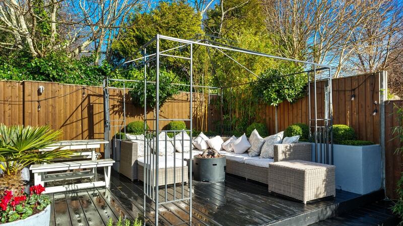 Decked seating area in back garden