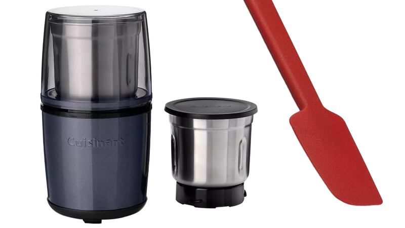 Cuisinart Spice Grinder, €75, available from arnotts.ie; Zeal Silicone Spatula €15.50, from Stock Design Store stockdesignonline.com