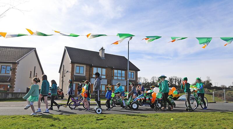 The children of Creighan Manore estate take part in their own parade in Cavan town on St Patrick's Day. Photograph: Lorraine Teevan