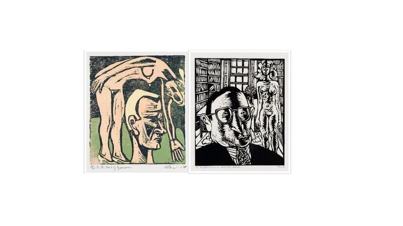 ‘At the Tomb of Agamemnon,’ from the Agamemnon Felled Series (1984); and ‘The Red-Haired Waitress Abducted by the Bookseller’ (1975)