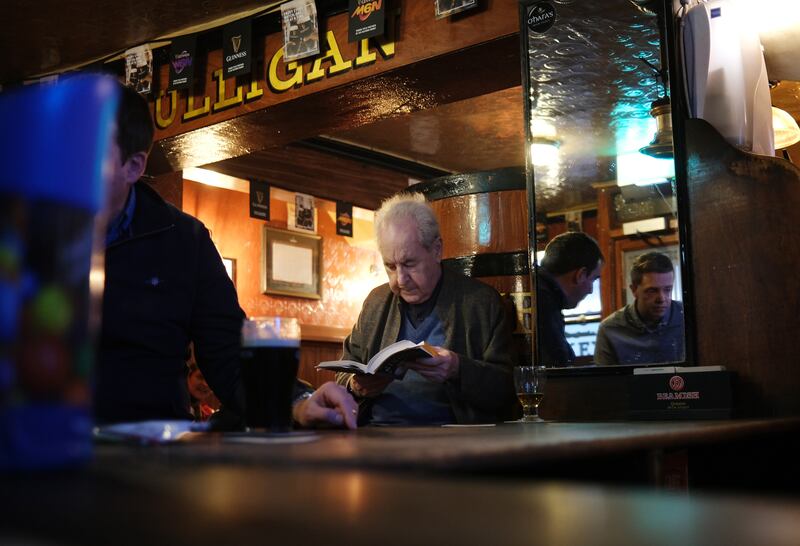High bar: John Banville at Mulligans pub in Dublin. Photograph: Bryan O’Brien