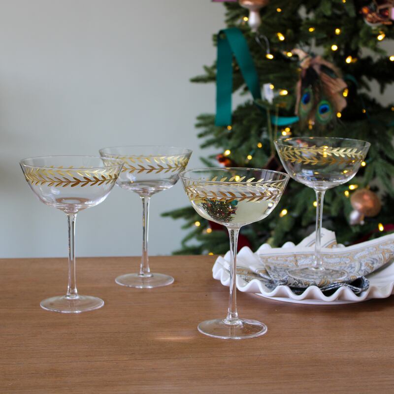 Gold leaf champagne glasses, set of four €75
