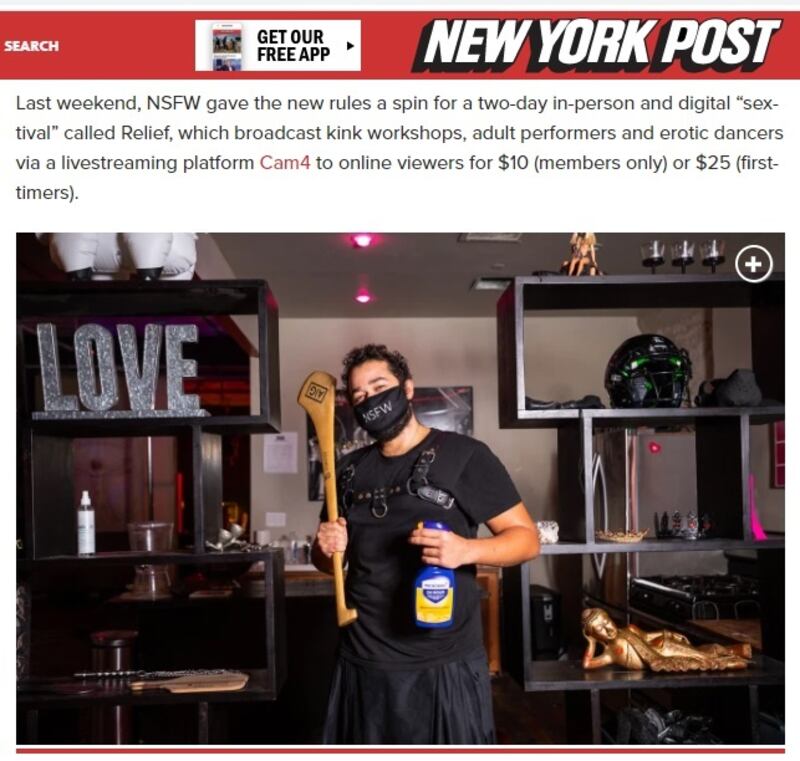 NSFW sex-club founder Daniel Saynt disinfecting one of the club’s items. Photograph: Stephen Yang/New York Post