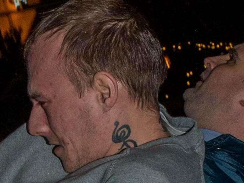 Richard Burke (front), is seen leaving a special sitting of Sligo District Court. Photograph: James Connolly
