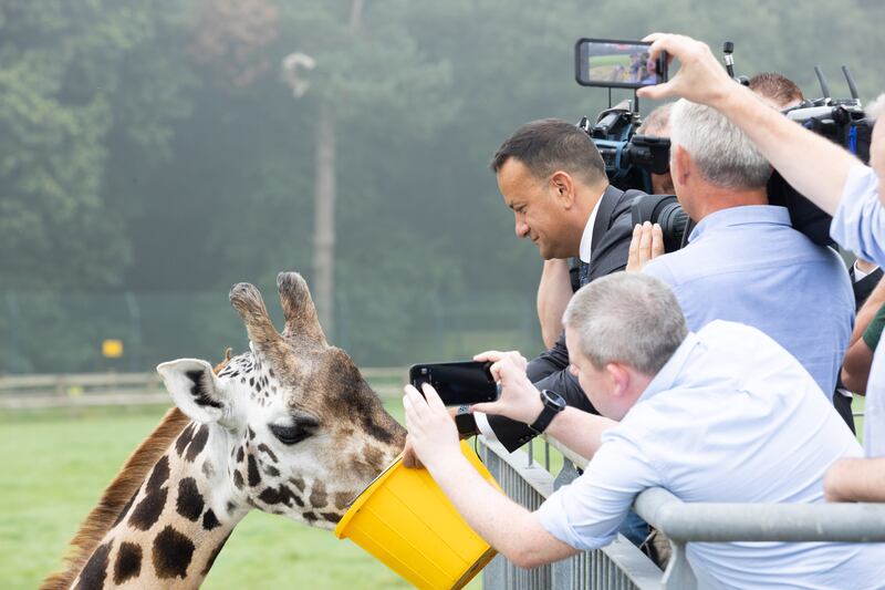 Taoiseach Leo Varadkar during a visit to Fota Wildlife Park on Friday. He said any additional funding for RTÉ this year will depend on a new financial and reform plan. Photograph: Darragh Kane