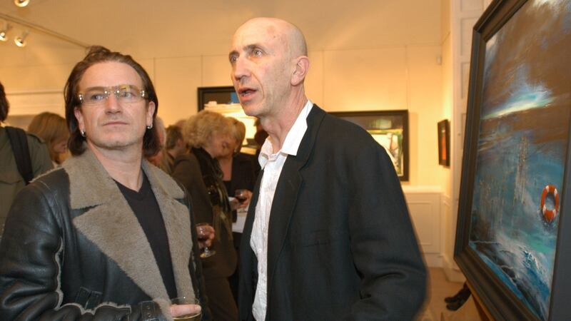 With Bono at the Solomon Gallery. Photograph: Moya Nolan