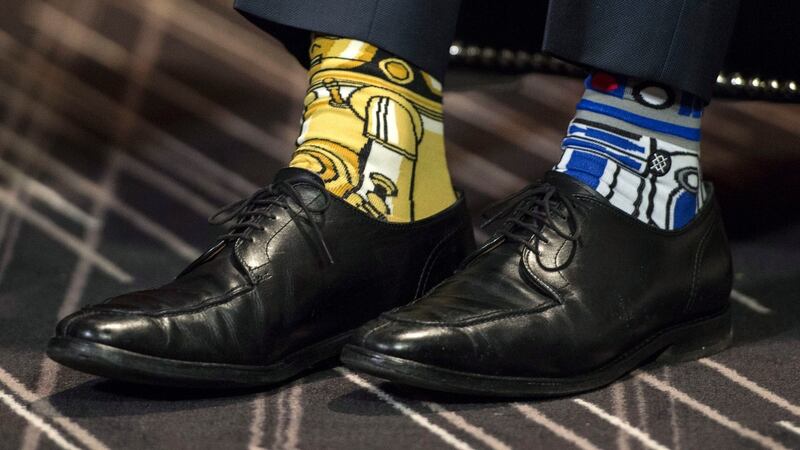 Stars Wars-theme: Canada’s prime minister Justin Trudeau’s  socks make an impact during his meeting on Thursday   with  Taoiseach Enda Kenny  in Montreal. Photograph: Paul Chiasson/The Canadian Press/AP