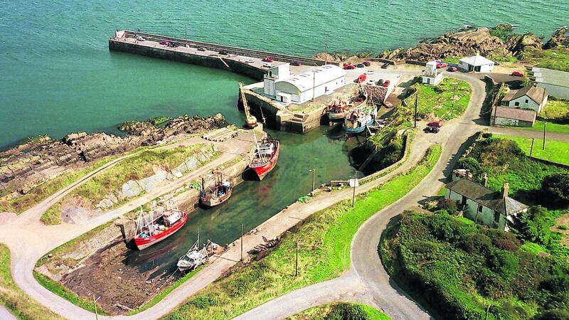 An aerial view of Clogherhead Harbour.