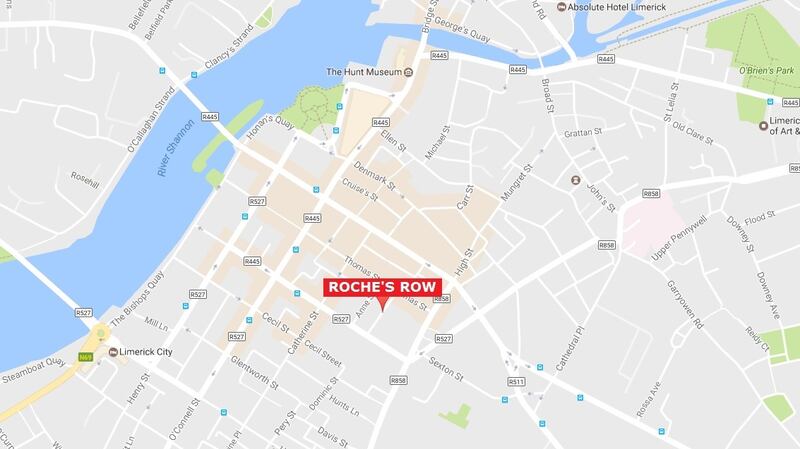 Roche’s Row (between Thomas St and Roche’s Street) in Limerick city. Image: Google Maps