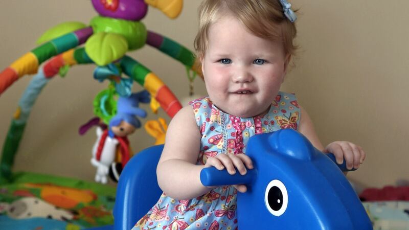 Saorla Hughes playing at  home in Barna, Co Galway. Photograph: Joe O’Shaughnessy