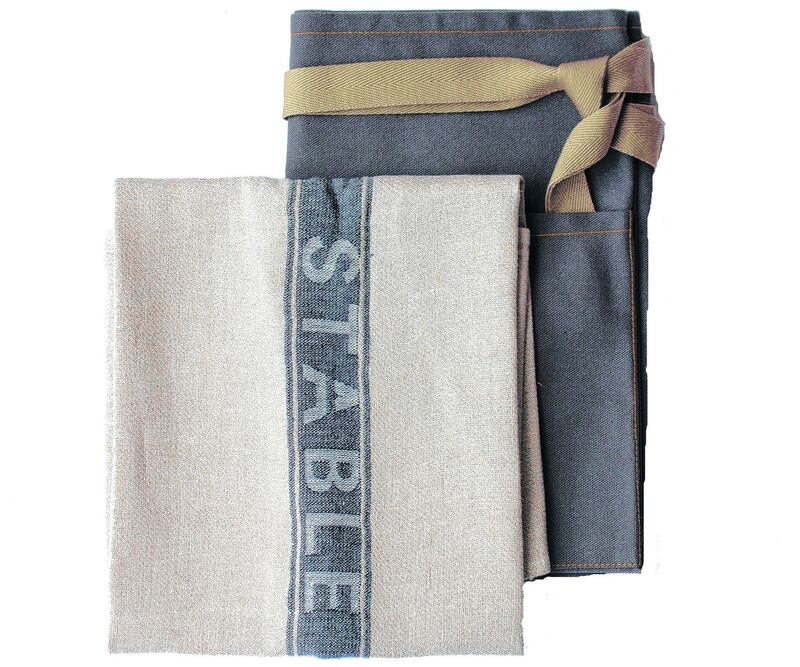 Half-bib apron €50, tea towel €25, Stable of Ireland, Dublin 2