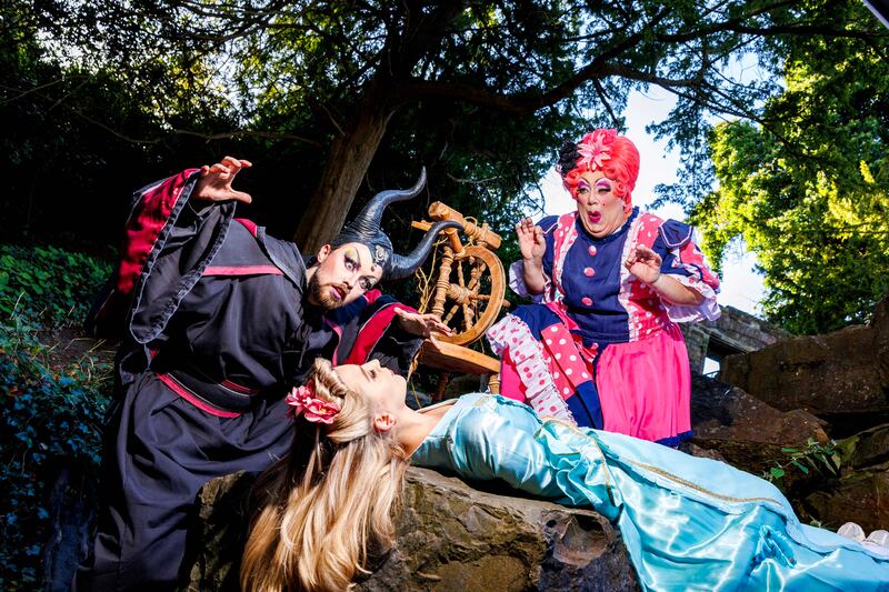Leah Williamson, Robbie Capaldi and Gary Mountaine rehearsing a scene from Sleeping Beauty. Photograph: Marc O'Sullivan