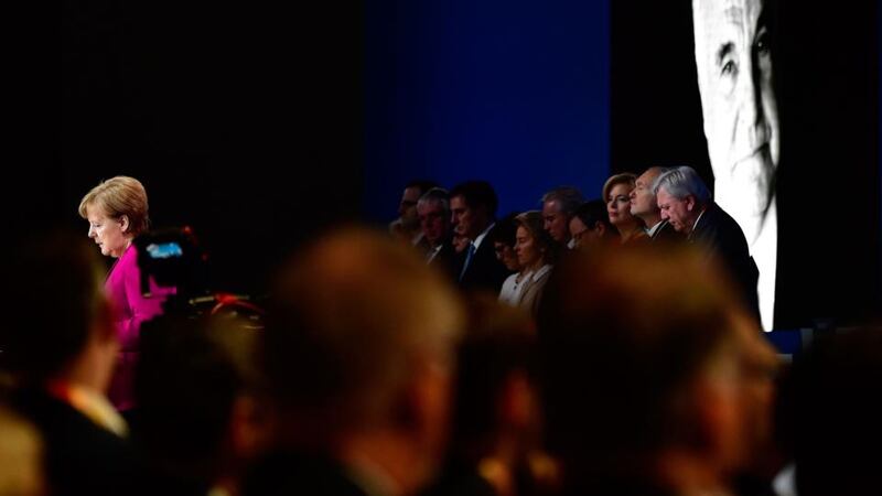 Four more years?: Angela Merkel  at the Christian Democratic Union congress last month. Photograph: Tobias Schwarz/AFP/Getty