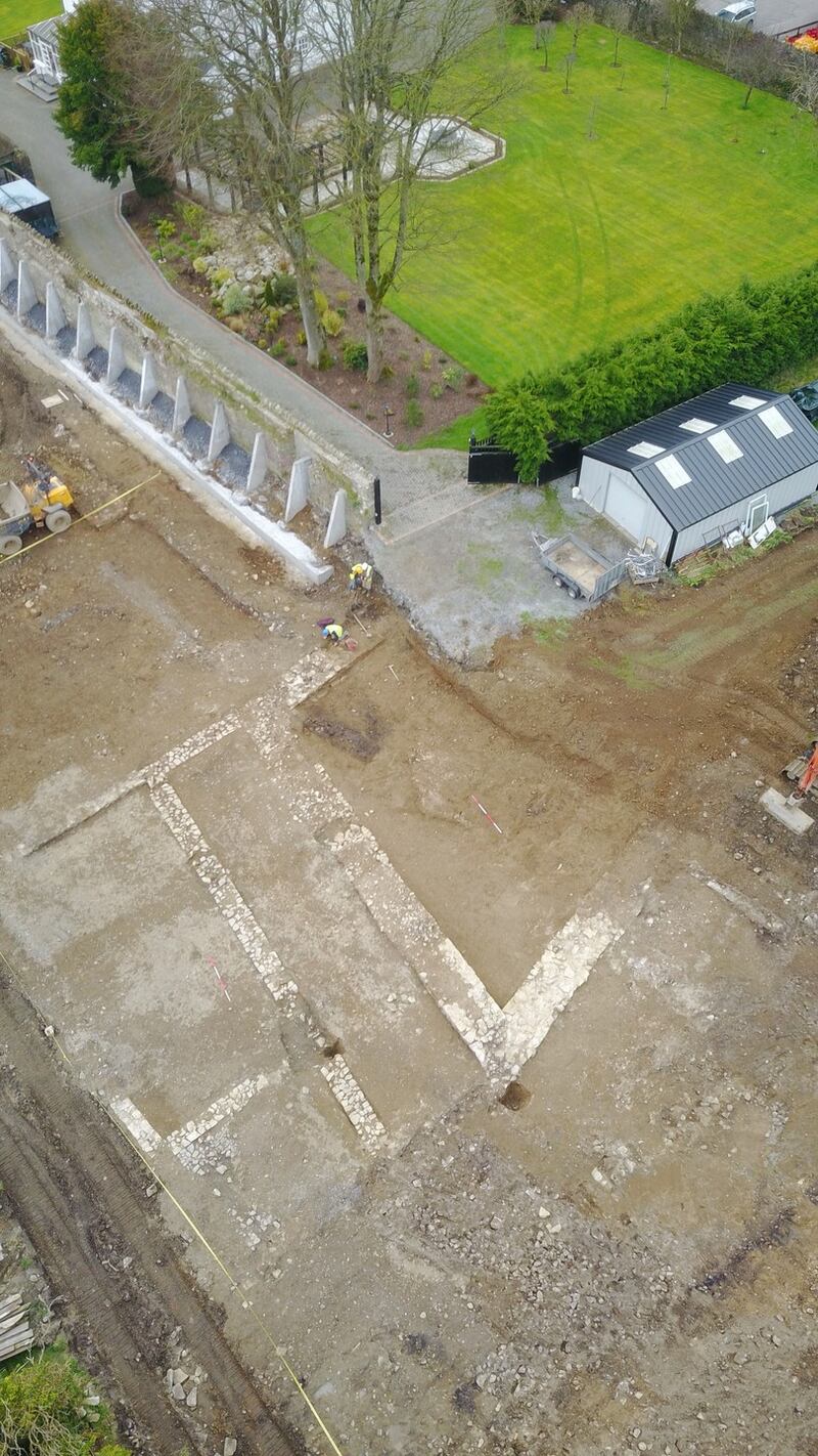 Drone shot of the Castlecomer fort discovery (bottom of picture). Photograph: Dan Lenihan