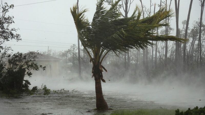 A road is flooded during the passing of Hurricane Dorian in Freeport, Grand Bahama, Bahamas on Monday. Photograph: AP Photo/Tim Aylen
