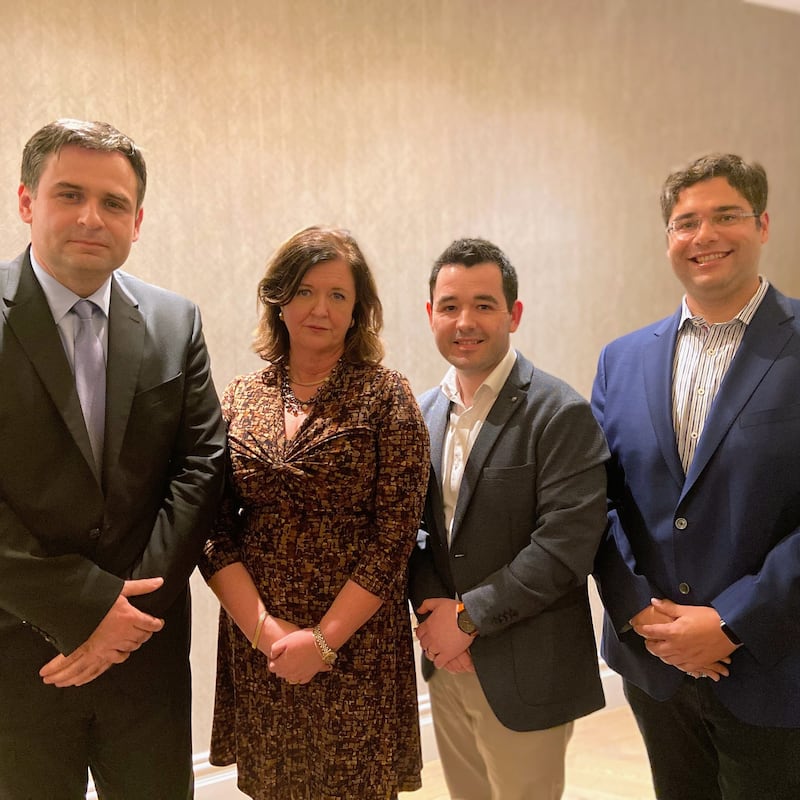 A hit on its hands? Platinum Innovation is Ciprian Jichici (left), Múirne Laffan, chief executive Eamon Moore and Zoiner Tejada.