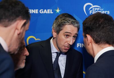Taoiseach Simon Harris speaking to the media at the European People's Party conference on the future of European agriculture at the Woodford Dolmen Hotel, Co Carlow. Photograph: Brian Lawless/PA