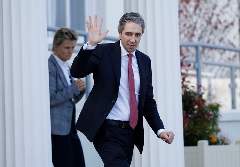 Harris leaves the Áras to head back to the Dáil where he will give a speech and announce the new ministers in his Cabinet. Photograph: Nick Bradshaw/The Irish Times