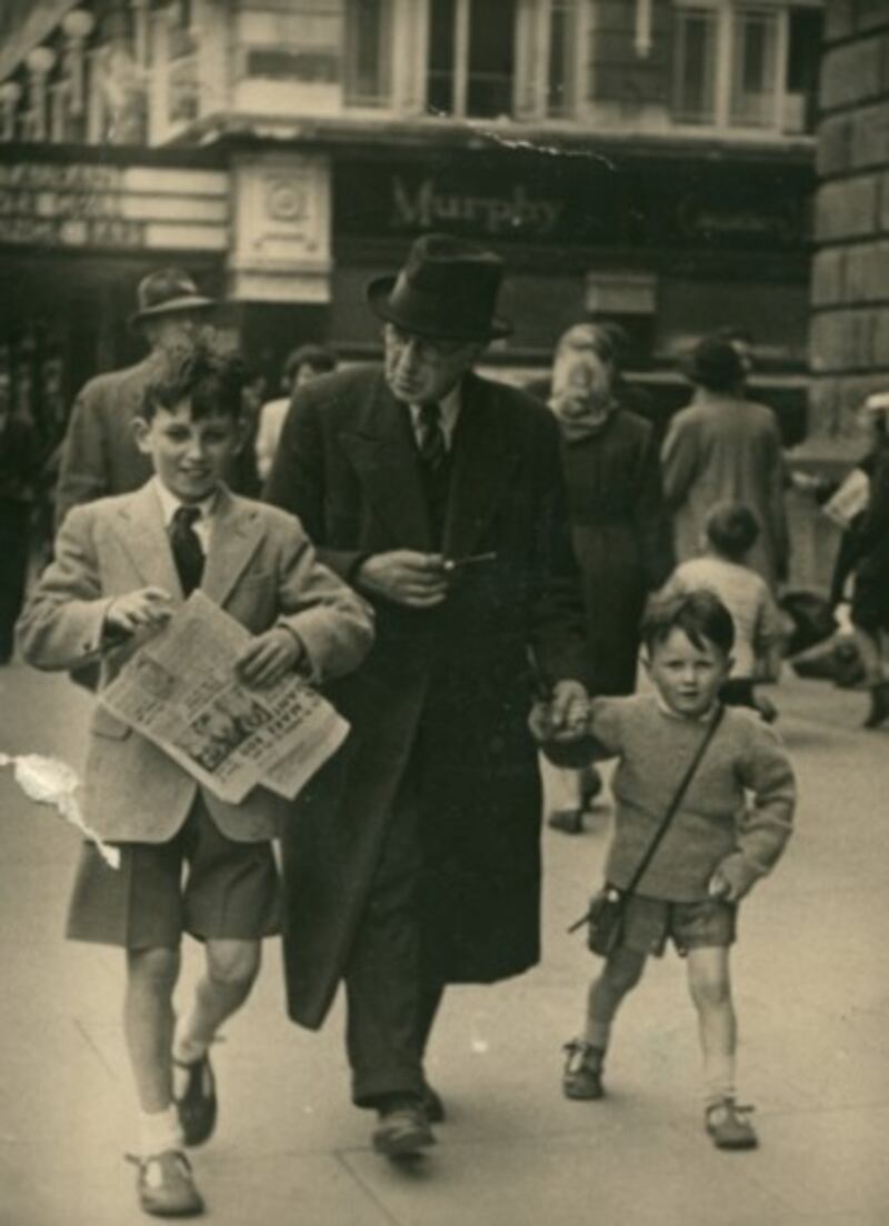 Acting property editor Ronald Quinlan’s father Brian (left) with his brother Pat and family friend John Territ circa 1954. Photograph: Arthur Fields. Source: EZ Films/Brid Griffith