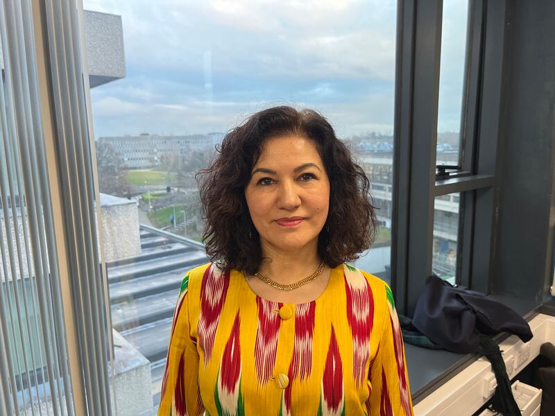 Uyghur activist Rushan Abbas at UCD where she spoke about the “Strike Hard” campaign launched by President Xi Jinping’s Beijing regime in Xinjiang in 2014. Photograph: Colm Keena