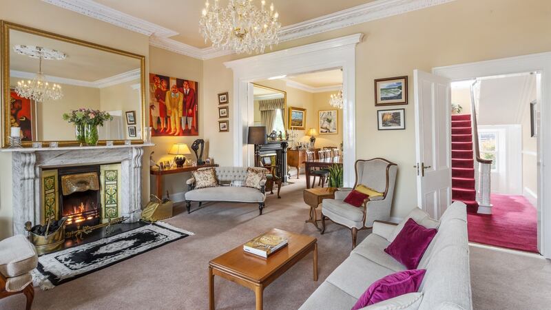 Drawing room looking towards dining room and hall