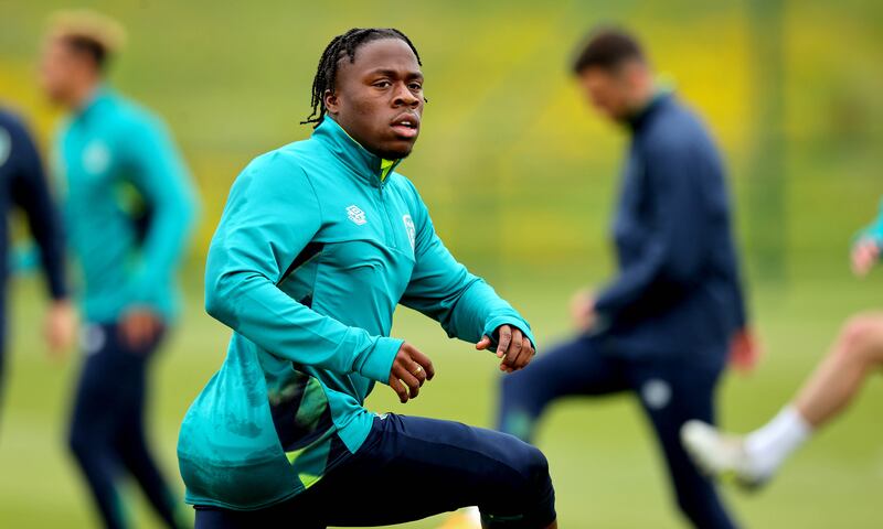 Michael Obafemi has impressed in training since returning to the Ireland squad. Photograph: Ryan Byrne/Inpho