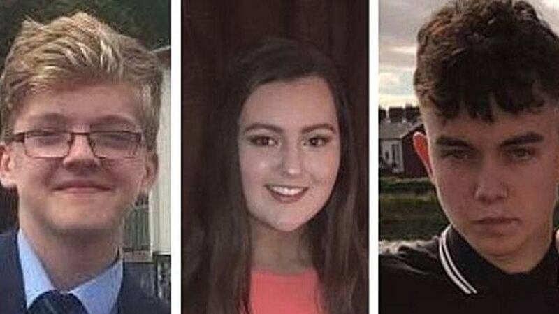 Morgan Barnard (left), Lauren Bullock and Connor Currie whose funerals took place today.
