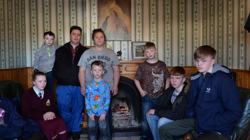 Liam and Paddy Doran with their family in Celbridge, Co Kildare. Photograph:  Dara Mac Dónaill
